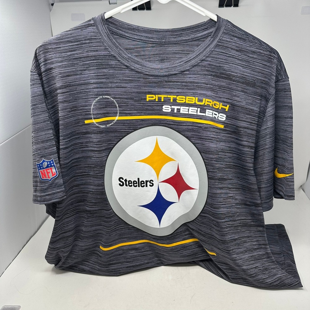 Nike T-Shirt Men L Gray Pittsburgh Steelers Dri-FIT NFL Heathered Performance